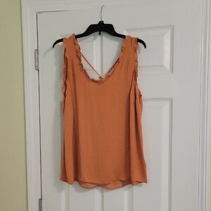 LC Lauren Conrad Orange Ruffled Tank Top